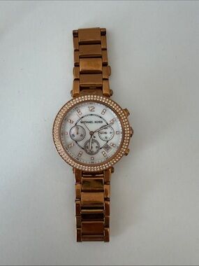 Michael Kors Rose Gold-Tone Crystal Dial Bracelet Watch